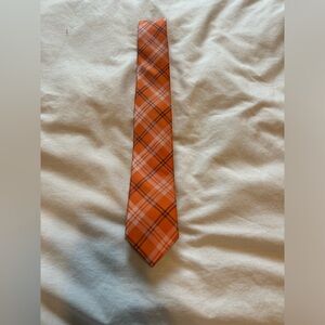 The Tie Bar Orange and Blue Plaid Silk Tie